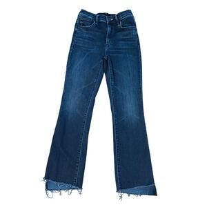 Mother The Insider Crop Step Fray Jeans Home Movies Blue Denim Womens Size 27
